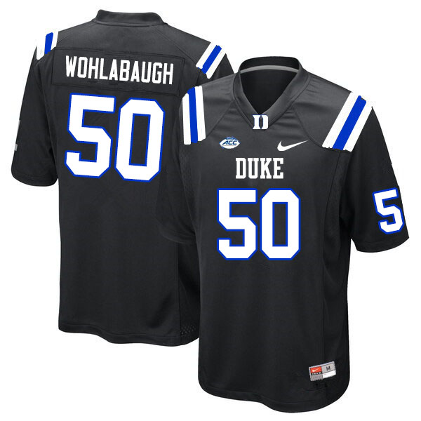 Men #50 Jack Wohlabaugh Duke Blue Devils College Football Jerseys Sale-Black